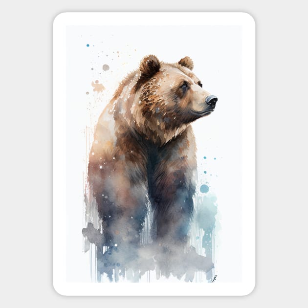 Ornamental Watercolor Grizzly Sticker by Abili-Tees